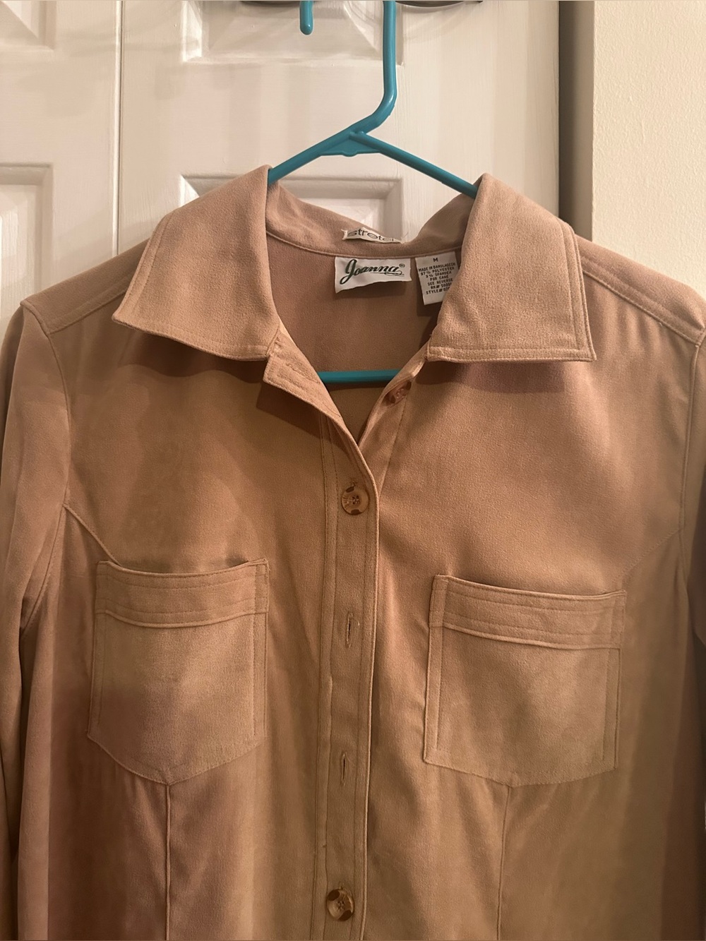 Vintage Joanna Faux Suede Maxi Shirt Dress Tan Camel Size M 70s Retro. - Picture 4 of 10